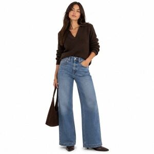 Minimalist Medium Wash Wide Leg High Rise Denim Jeans J.Crew 26